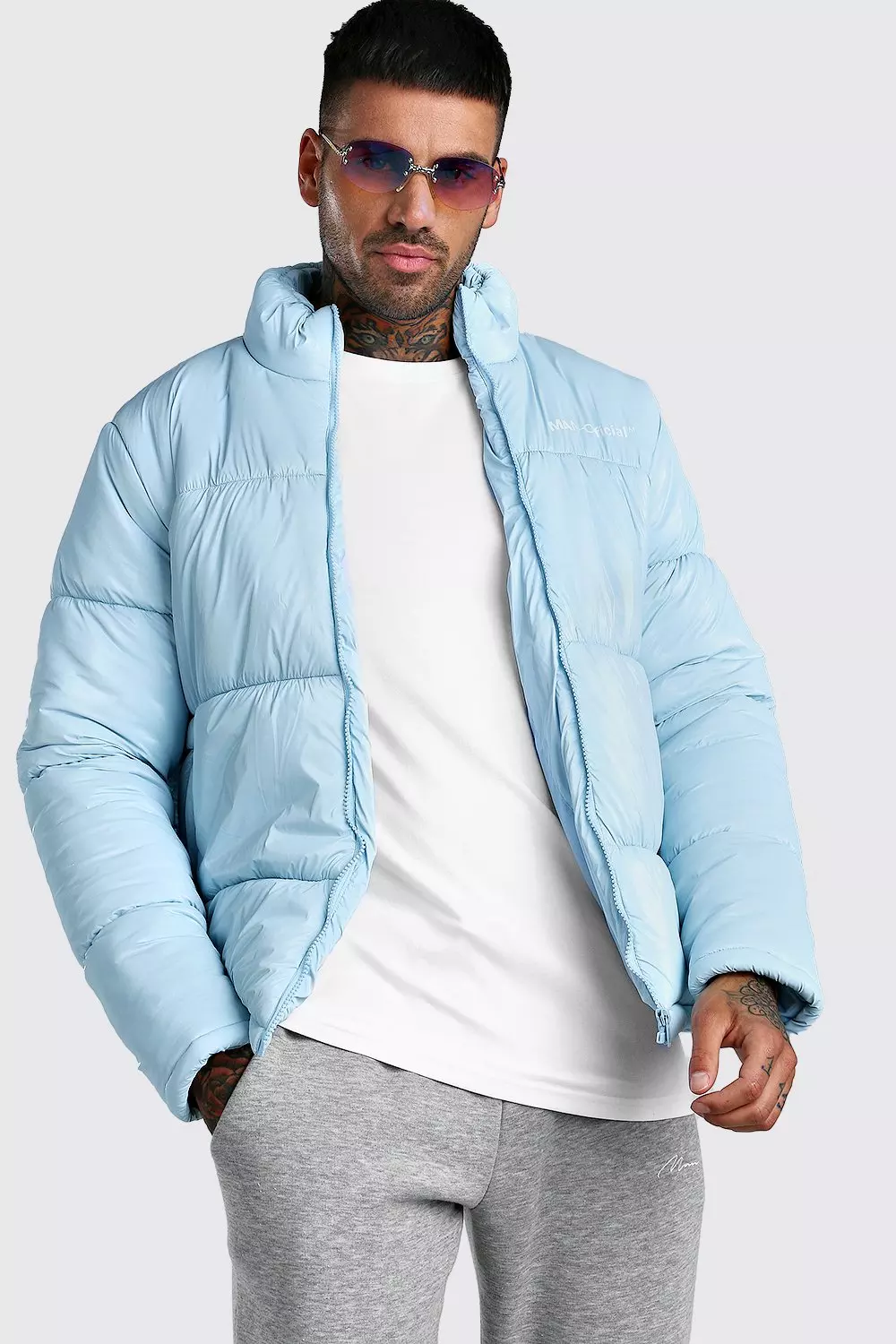 Baby blue mens puffer jacket sales